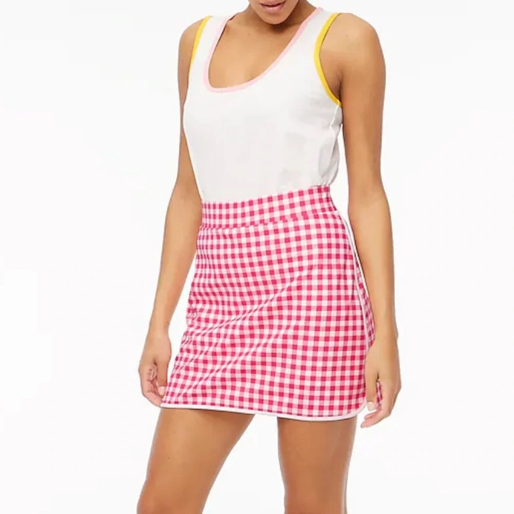 NWT J. Crew Check Print Active Skort in Pink/White size Small - Picture 1 of 7